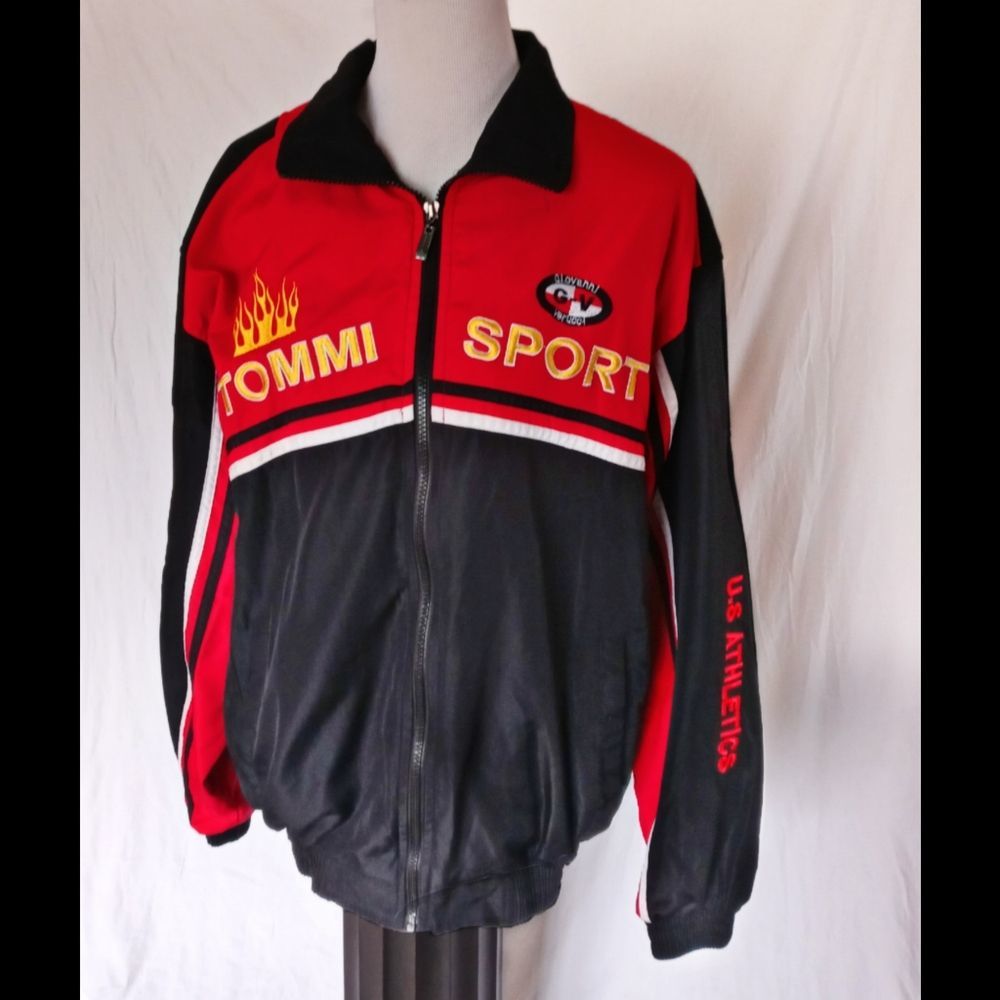 Red Windbreaker Athletic Jacket